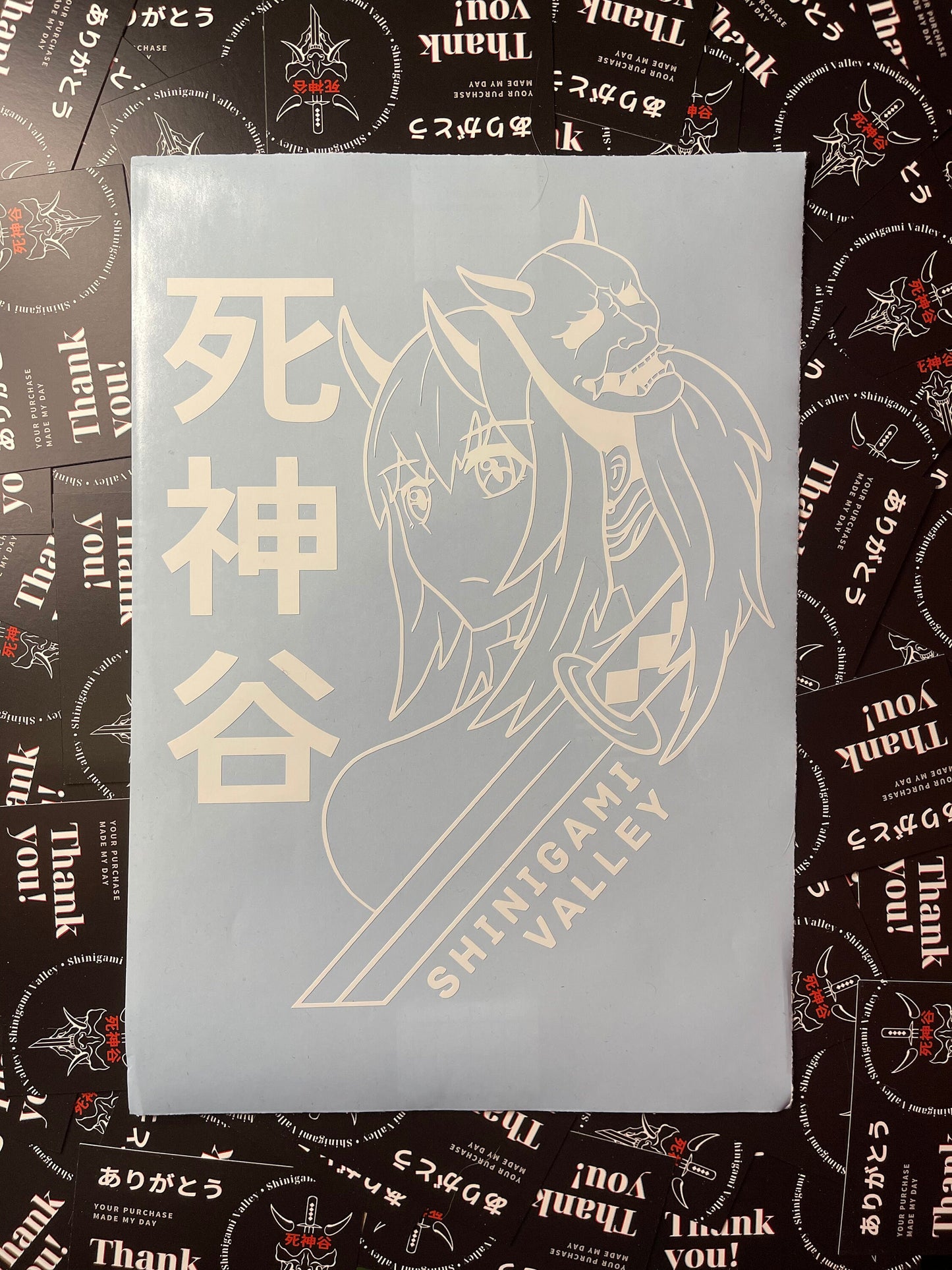 Japanese Anime Girl Mask Transfer Vinyl Decal - Looking Left