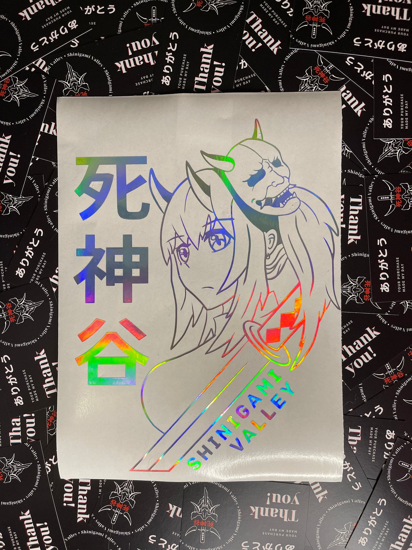 Japanese Anime Girl Mask Transfer Vinyl Decal - Looking Right