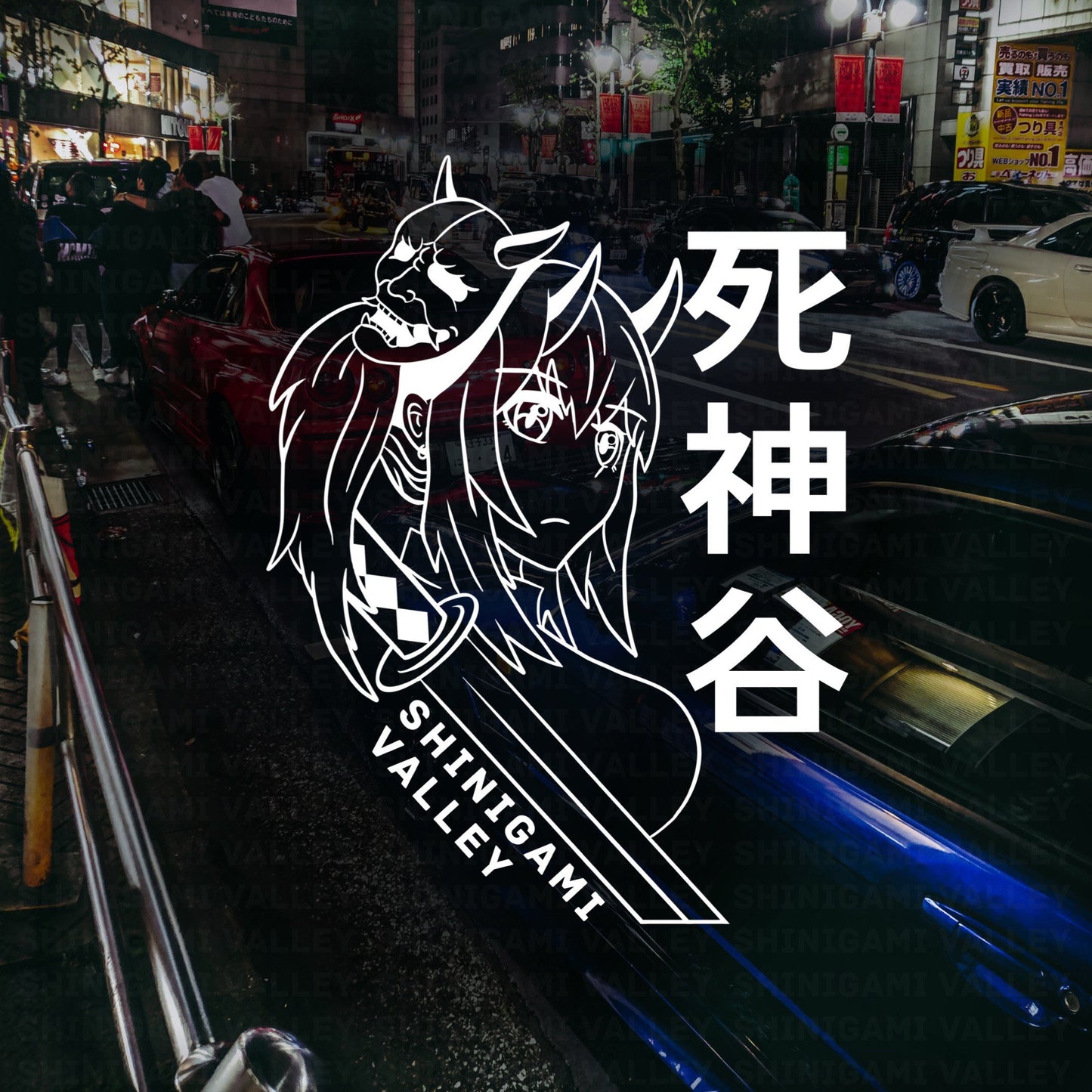 Japanese Anime Girl Mask Transfer Vinyl Decal - Looking Right