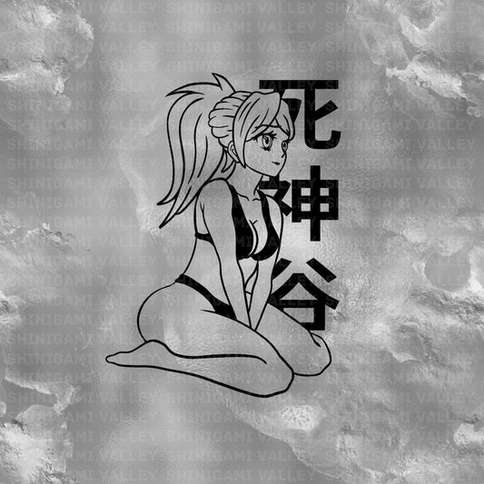 Japanese Anime Bikini Babe Transfer Vinyl Decal - Looking Right