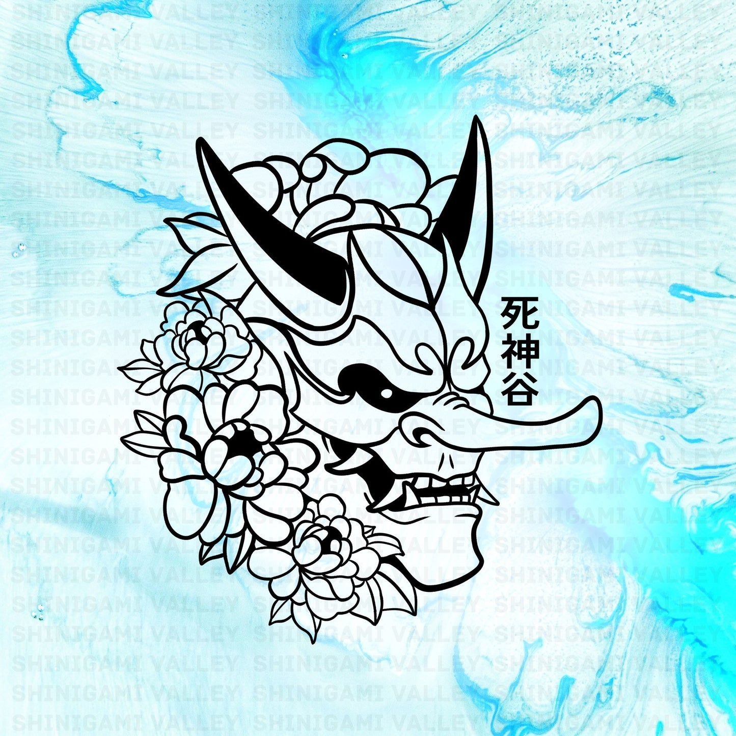 Daitengu Japanese Mask Transfer Vinyl Decal - Looking Right