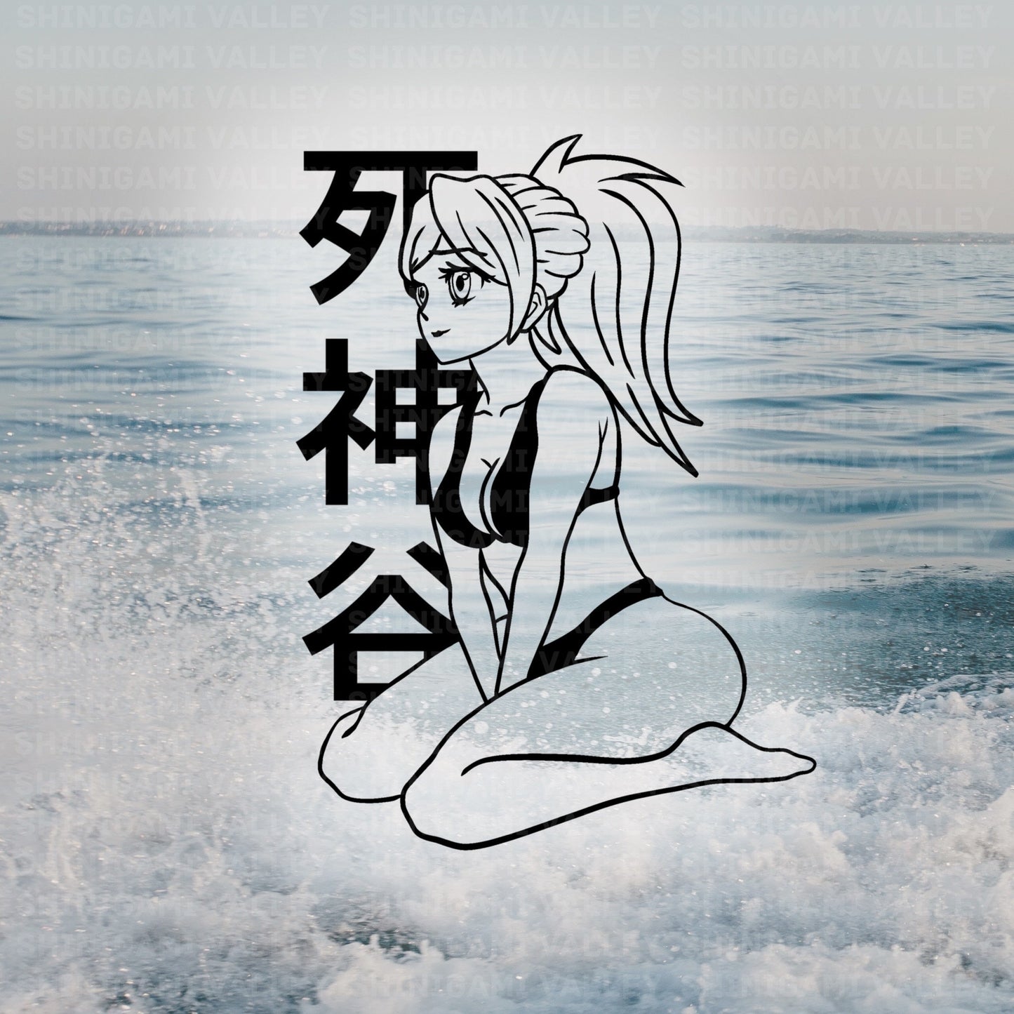 Japanese Anime Bikini Babe Transfer Vinyl Decal - Looking Left