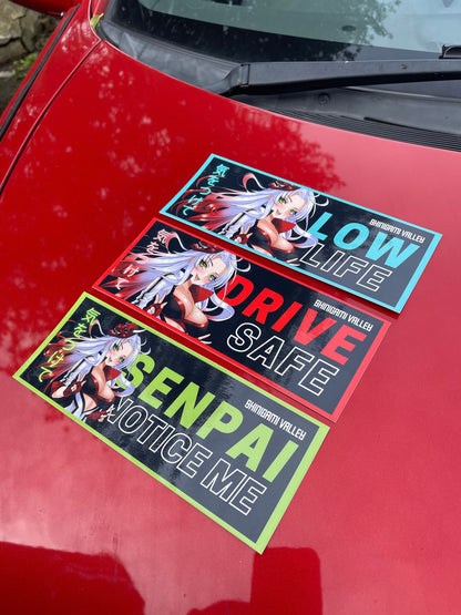 SET OF 3 Anime Racer Girl Slap Stickers BUNDLE