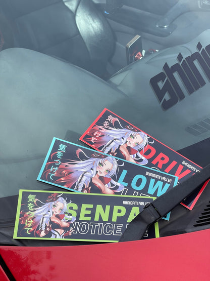 SET OF 3 Anime Racer Girl Slap Stickers BUNDLE